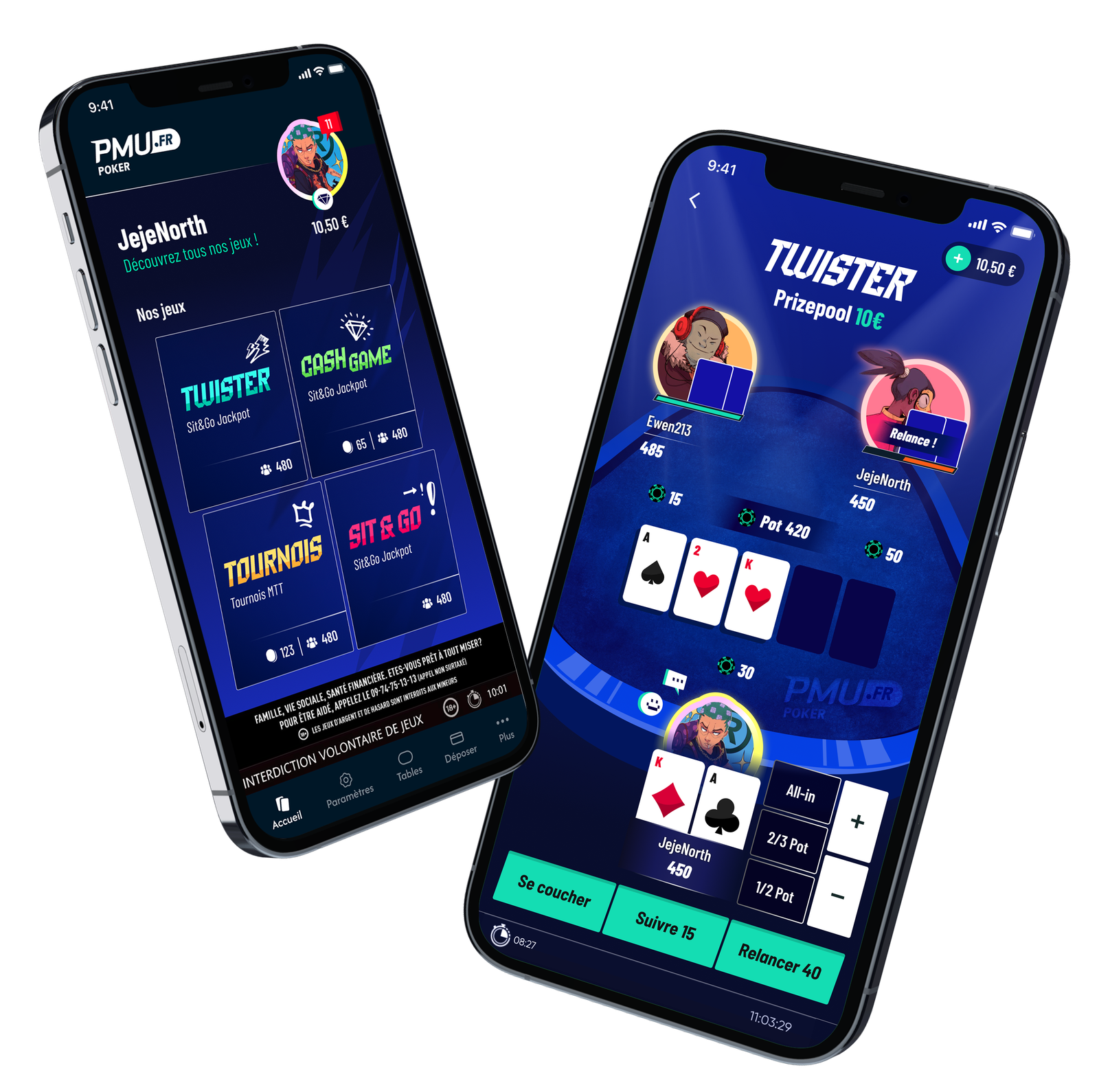 App Poker PMU — mockup UI